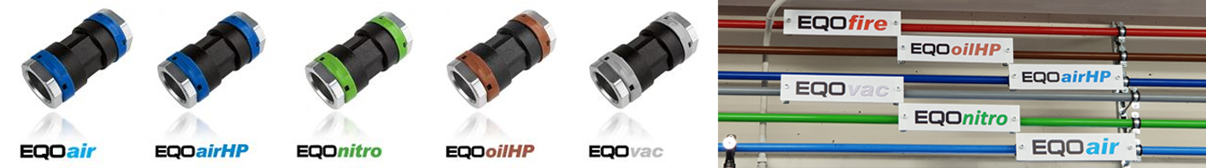 EQO Fluids range of products including compressed air pipework